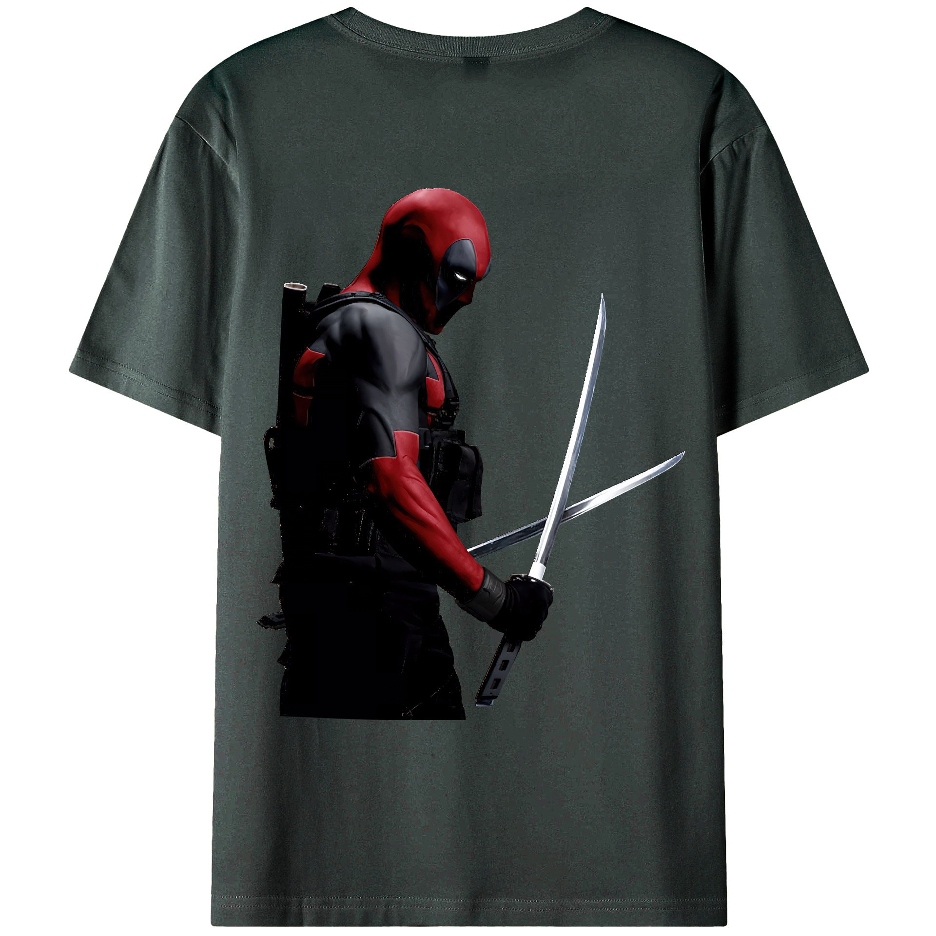 （画像用） Deadpool デッドプール 綿100％ メンズ半袖Tシャツ（バックプリント） 通気性